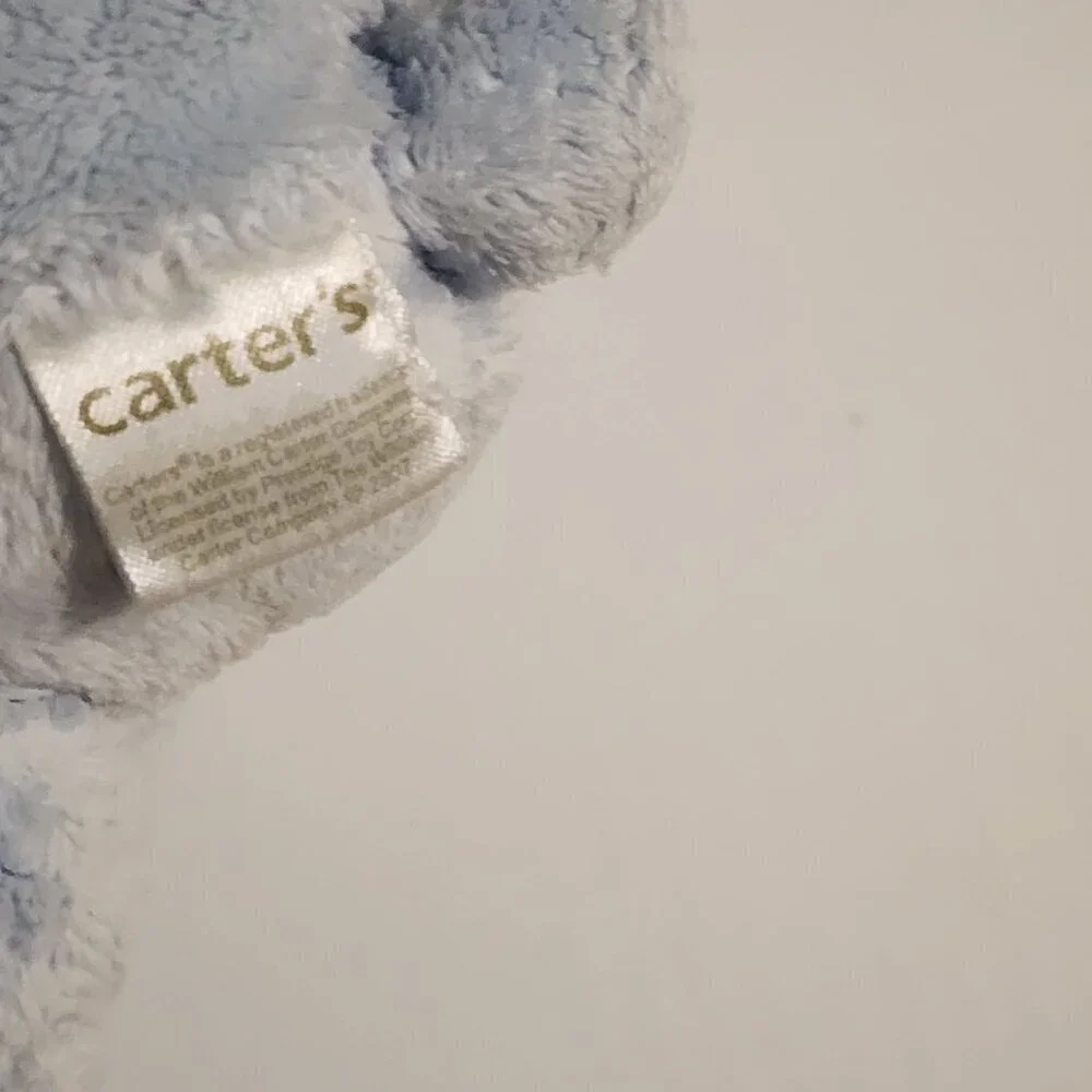 Carter's My first bear plush toy lovey  blue brown stitches rattle